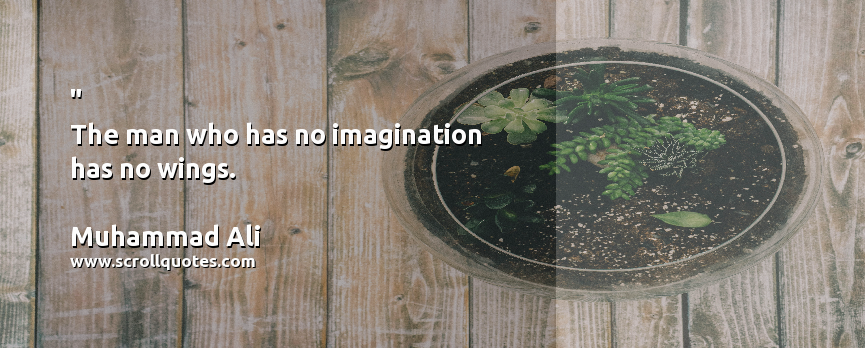 Imagination Muhammad Ali The man who has no imagination has no wings.